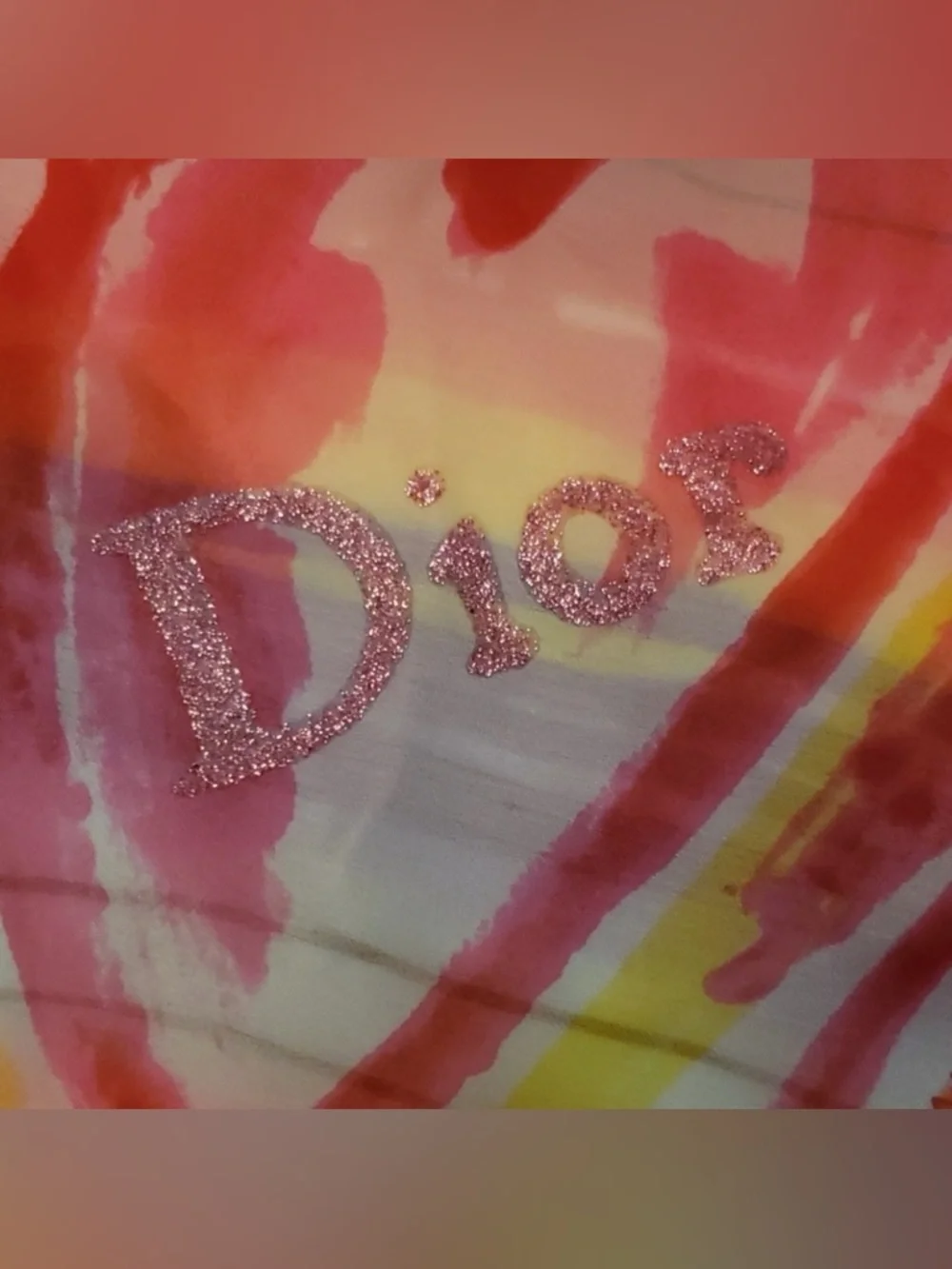 AUTHENTIC Christian Dior Multicolor Glitter Heart Silk Scarf